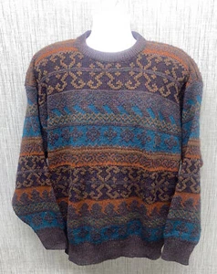 Pebble Beach Mens Brown ENGLAND MADE Acrylic Wool Blend Crewneck Sweater Size L - Picture 1 of 5