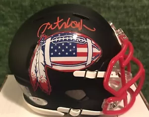 Art Monk Custom Flat Black Football & Feather Signed Mini Helmet Redskins HOF - Picture 1 of 4