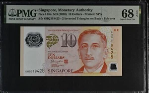 Singapore 10 Dollars Polymer ND 2020 P 48 n Superb Gem UNC PMG 68 EPQ - Picture 1 of 1