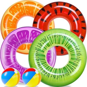 6 Pack Pool Floats Kids Pool Swim Tubes Rings4 Pack - 4Pcs Inflatable Big Flo... - Picture 1 of 9