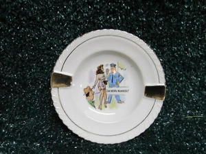 Vintage MCM Risqué Naughty Humor Porcelain Ashtray 5 Inch - Made in Japan - Picture 1 of 5