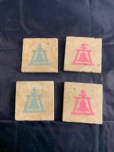 TRAVERTINE RAINCROSS COASTERS CALIFORNIA RIVERSIDE RAIN CROSS SYMBOL - Picture 1 of 9