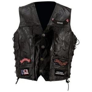 Diamond Plate™ Rock Design Genuine Buffalo Leather Vest - Picture 1 of 1