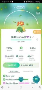 Bellossom ( Maxed Out To Level 40 ) ( Two Charged Moves ) Pokemon Trade Go - Picture 1 of 2