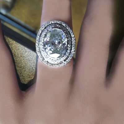 4.00 Carat Oval Cut Diamond Engagement Ring GIA Certified 18K White Gold - Изображение 1 из 3