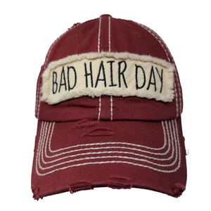 Bad Hair Day Strapback Hat Red One Size Distressed KB ETHOS Vintage - Picture 1 of 9
