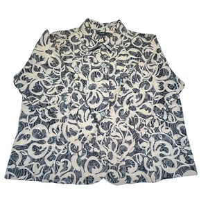 EUC Analogy Woman Button Up Jacquard Jacket Collared Size 2X Tan/Black/Gray - Picture 1 of 6