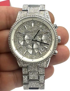 Michael Kors watch Ritz Silver Glitz Chronograph MK6746 Working New battery - Picture 1 of 7