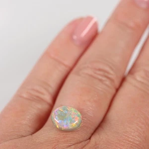 2.66ct Dark Australian Opal, Natural Solid Opal Polished Cabochon 9.4 x 8.4mm - Picture 1 of 6
