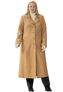 Jessica London Women's Plus Size Full Length Wool Blend Coat - Picture 1 of 14
