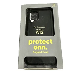 ONN Rugged Case für Samsung Galaxy A12 - Slim Schutzhülle Stoßfest Schwarz Cover - Bild 1 von 2