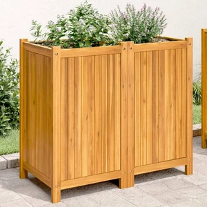 Garden Planter Solid Acacia Wood Natural 80x42x75 cm Outdoor Rectangular LargeUK - Picture 1 of 10
