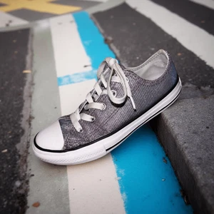 Little Kid Converse CTAS Space Star Ox Silver Glitter Sparkle SNEAKERS Size 13.5 - Picture 1 of 7