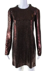 Tom Ford Womens Long Sleeve Choker Metal Mesh Mini Dress Brown Size IT 40 - Picture 1 of 7