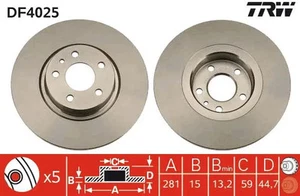 2x Disco freno pieno DF4025 TRW per ALFA ROMEO 147 156 Sportwagon 156 - Foto 1 di 1