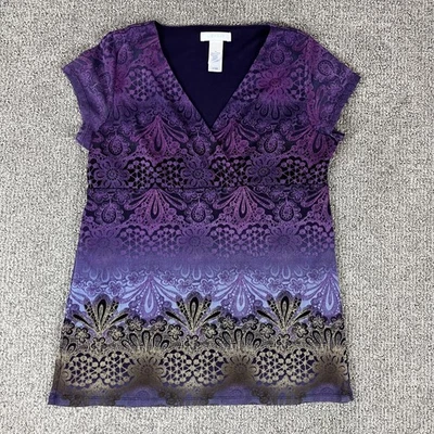 Camisa Babydoll Y2K LizWear Para Mujer Mediana Cuello en V Manga Corta Boho Floral Foto 1 de 4