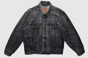Mens LEVIS 70503 0258 ACID Black TRUCKER Denim JACKET size L LARGE Vintage coat - Picture 1 of 22