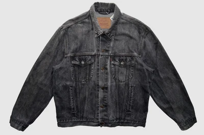 Mens LEVIS 70503 0258 ACID Black TRUCKER Denim JACKET size L LARGE Vintage coat - Image 1 of 4
