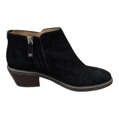 Sam Edelman Mujer Pryce Botín Negro Gamuza Tacón Bajo Pila Cremallera Foto 1 de 4