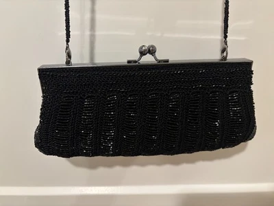 Carlo Fellini Bolso de Mano de Noche, Bolso, Monedero Cuentas Acolchado Crossover 10”W 4”H Negro Foto 1 de 4