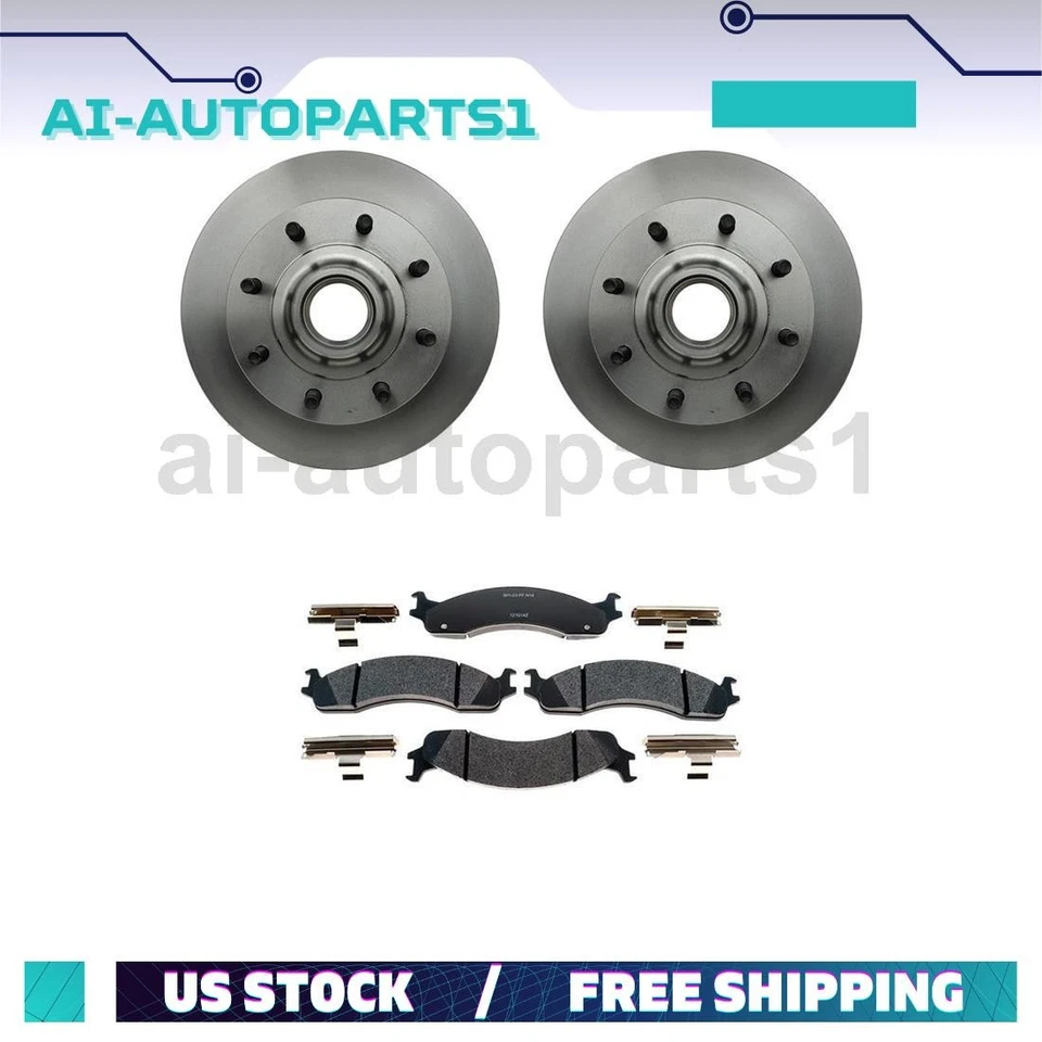 Conjunto de rotores de freno y buje de pastillas de freno delanteras para Ford E-250 2003-2007 Foto 1 de 4