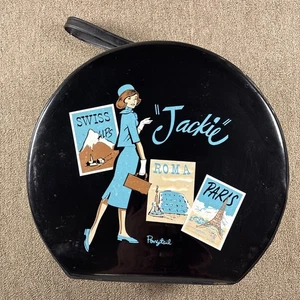 Vintage Barbie ROUND BLACK JACKIE Onassis Kennedy Fashion Carrying Case! 1960's - Picture 1 of 11