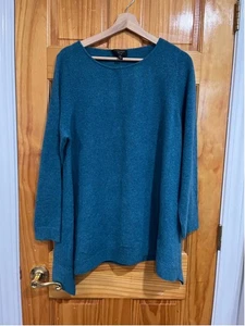 Tunica donna cashmere charter club blu asimmetrica blu maglione morbido XL - Foto 1 di 5