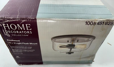 Decoradores para el hogar Knollwood 12 pulgadas Pantalla de vidrio transparente de bronce ennegrecido de 2 luces Foto 1 de 4