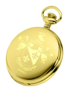 Engraved Coat of Arms (Family Crest) Pocket Watch - Picture 1 of 4