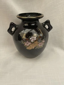 Japanischer Pfau Blumen Cloisonné Emaille Vase Porzellan wunderschön Vintage - Bild 1 von 6