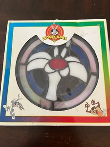Looney Tunes Sylvester 4 1/2 x 4 1/2 Stained Glass Suncatcher by Dale Tiffany - Picture 1 of 4