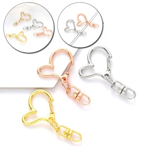 10pcs Heart Shape Metal Swivel Lobster Clasp Snap Hooks DIY Key Ring Buckle - Picture 1 of 17
