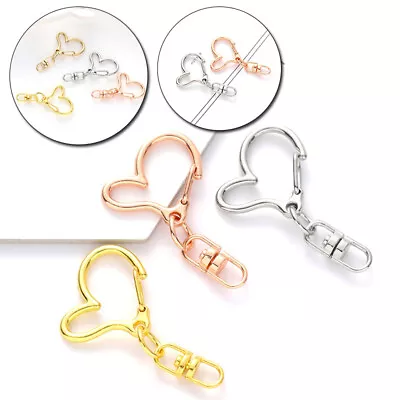 10pcs Heart Shape Metal Swivel Lobster Clasp Snap Hooks DIY Key Ring Buckle - Image 1 of 4