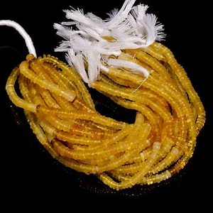 Yellow Opal Gemstone Rondelle Shape Smooth Beads 4X4 5X5 mm Strand 8" EB-368 - Picture 1 of 2