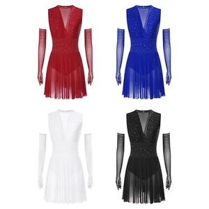Womens Dress Competition Outfits Rumba Costume Back Dancewear Contemporary Mesh - Picture 1 of 55