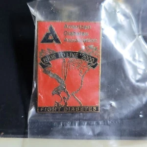 AMERICAN DIABETES ASSOCIATION RIDE TO LIVE 2000 FIGHT DIABETES MOTORCYLE PIN - Picture 1 of 2