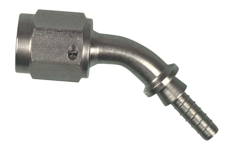 G10: Goodridge 45 degree swept -4AN 7/16" crimp 600 stainless hose fitting S6045 - Image 1 of 1
