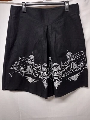 WET SEAL CITY SKIRT SIZE 11 FRONT PLEATED EMBROIDERED SIDE ZIP NWT. LINEN COTTON - Image 1 of 4