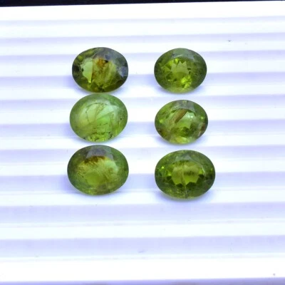 6 Stück Natürlich Peridot Oval Schliff 12mm-13mm Unbehandelt Lose Edelsteine - Bild 1 von 4