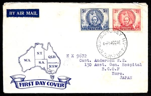 Australia First Day Cover FDC to Japan, Mitchell Exploration Centenary 1946 - Picture 1 of 1