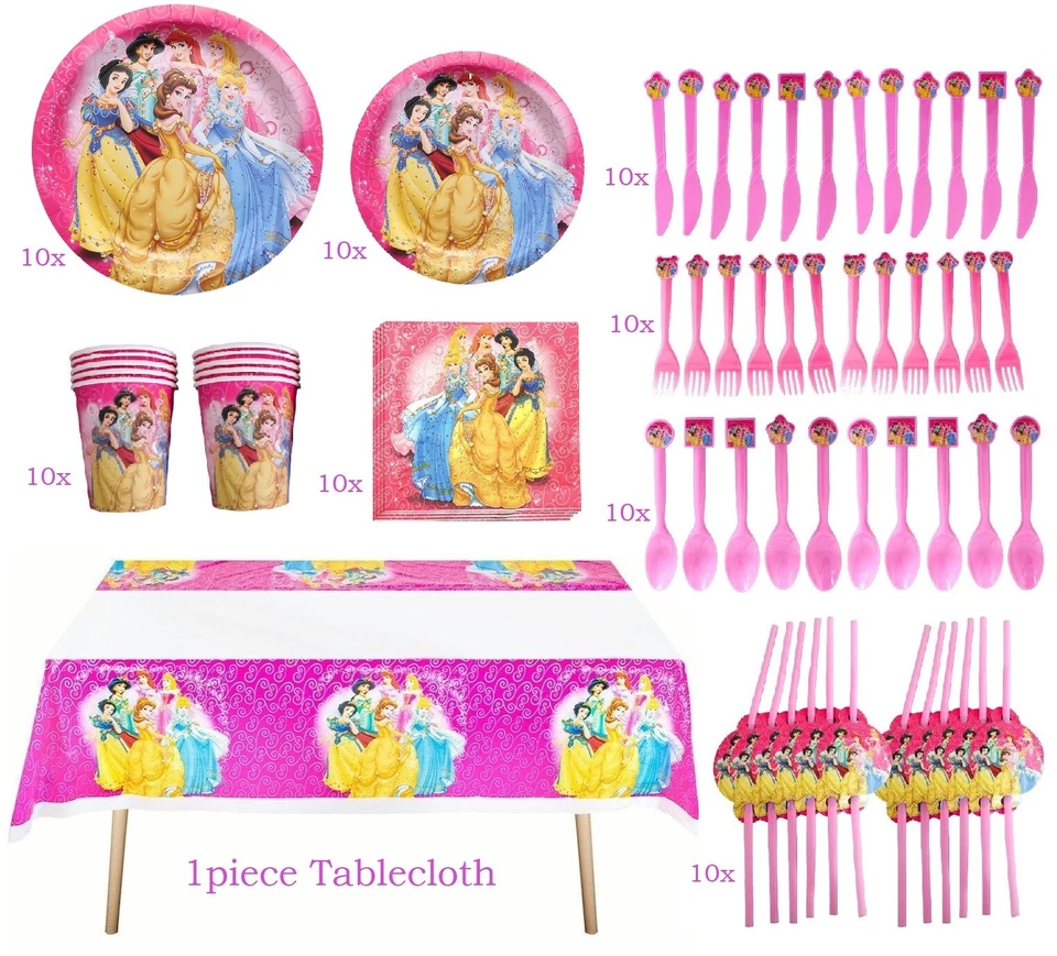 Princess balloon latex spoon fork knife Cutlery  foil  Flags Masks Kids birthday - Image 1 of 1