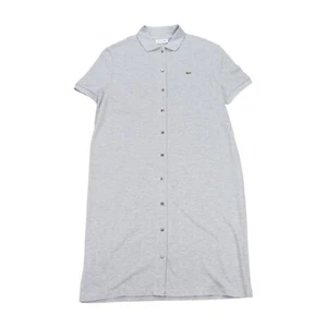 Lacoste Polo Dress Womens 44 Grey Pique Cotton Regular Fit Short Sleeved Long - Picture 1 of 7