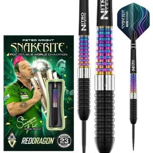 23 GRAM PETER WRIGHT RED DRAGON CORRA 90% TUNGSTEN STEEL TIP DARTS - Picture 1 of 4