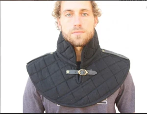 Protector medieval de cuello acolchado de algodón esmalte de cadena recreación interior LARP - Imagen 1 de 2