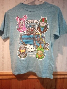Fortnite Boys Powder Blue T-shirt w/Battle Bus Squad Decal Size XL (14-16) 2018 - Picture 1 of 6