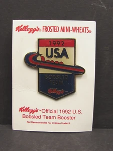 1992 Kellog's Frosted Mini-Wheats U.S. Bobsled Team Booster Pin - Picture 1 of 1