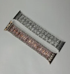 Lot of 2 Crystal Rhinestone Bracelets Watch Bands For Apple iWatch 38/40mm NEW - Picture 1 of 4