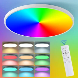 Smart Ceiling Light with Remote Control - 15Inch 38W Flush Mount Ceiling Light, - Picture 1 of 12