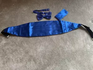 cummerbundpocket square and bow tie set Royal blue adjustable - Picture 1 of 3