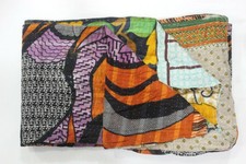 Kantha Quilt Twin Indian Vintage Cotton  Handmade Blanket Bedspread Throw VH-671